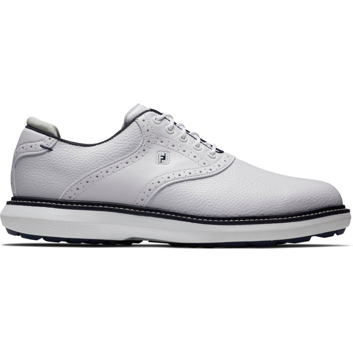 Footjoy Traditions Vandtætte Herre Golfsko Uden Spikes - White/White/Navy - Str. 43 Normal