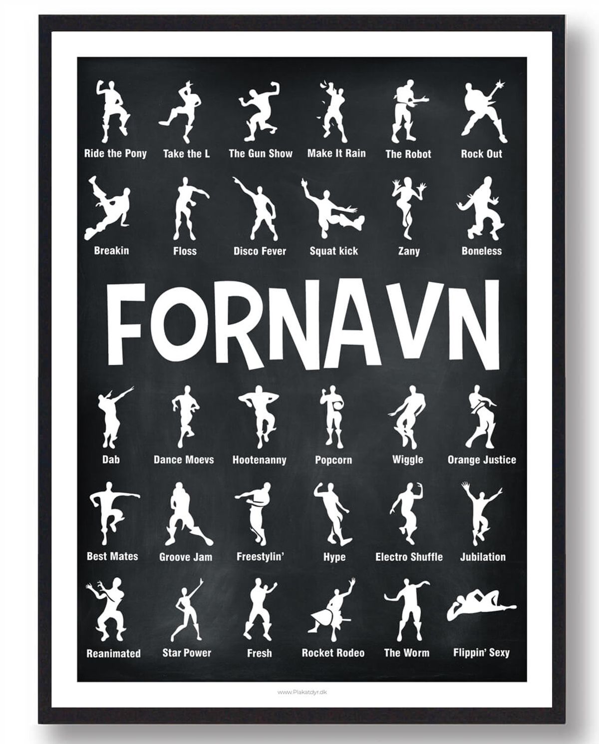 Fortnite plakat med navn - sort (Størrelse: L - 50x70cm (B2))