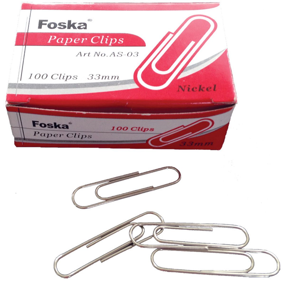 FOSKA PAPIRCLIPS 33 MM., 10 x 100 stk.