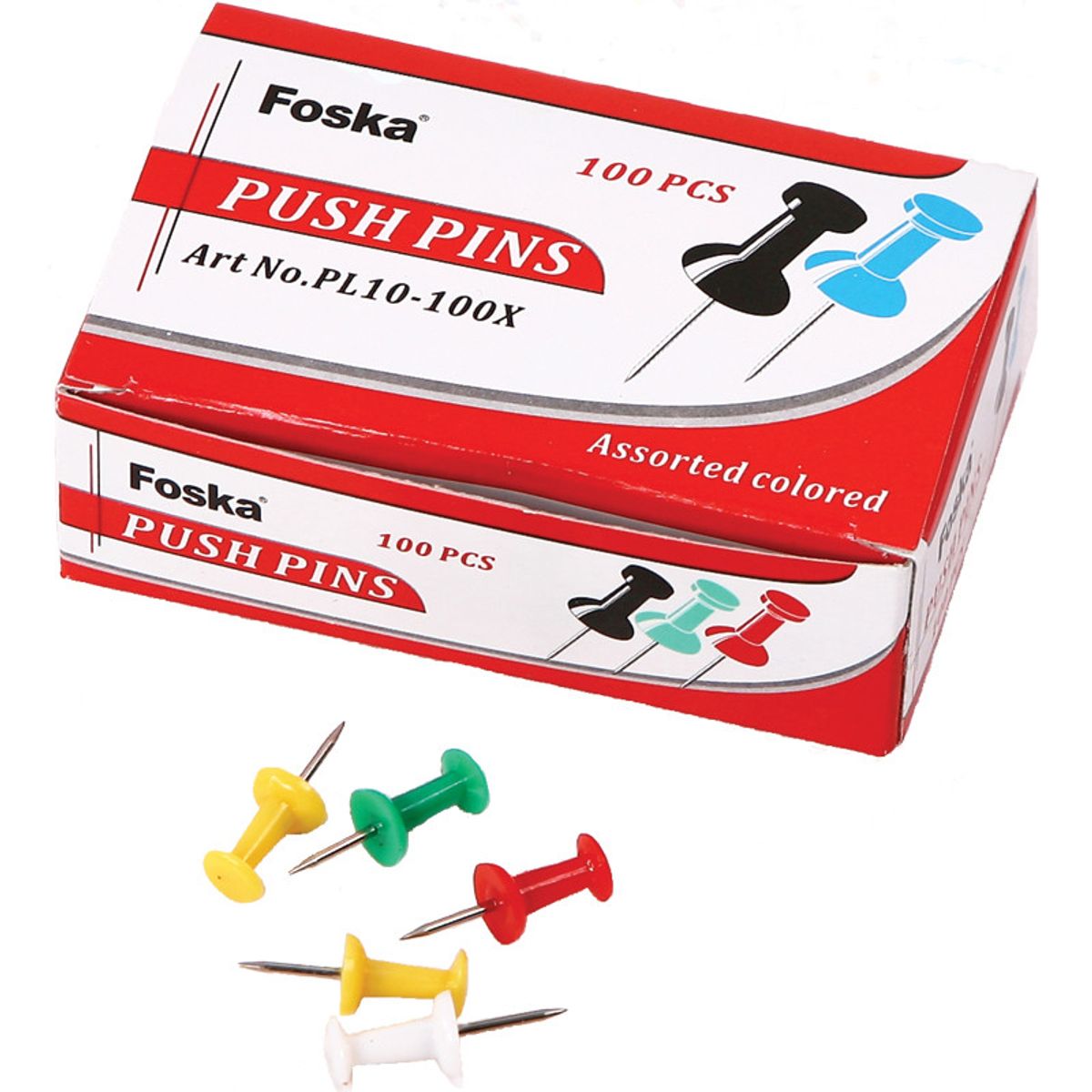 Foska push pins 100 stk. i ass. farver