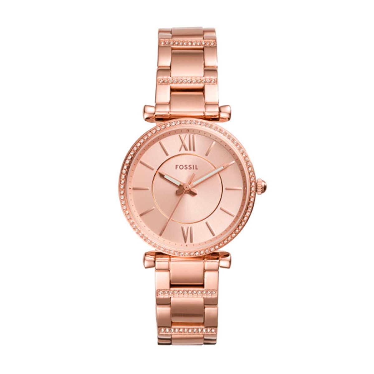 Fossil Carlie dame stål ur rosa stål