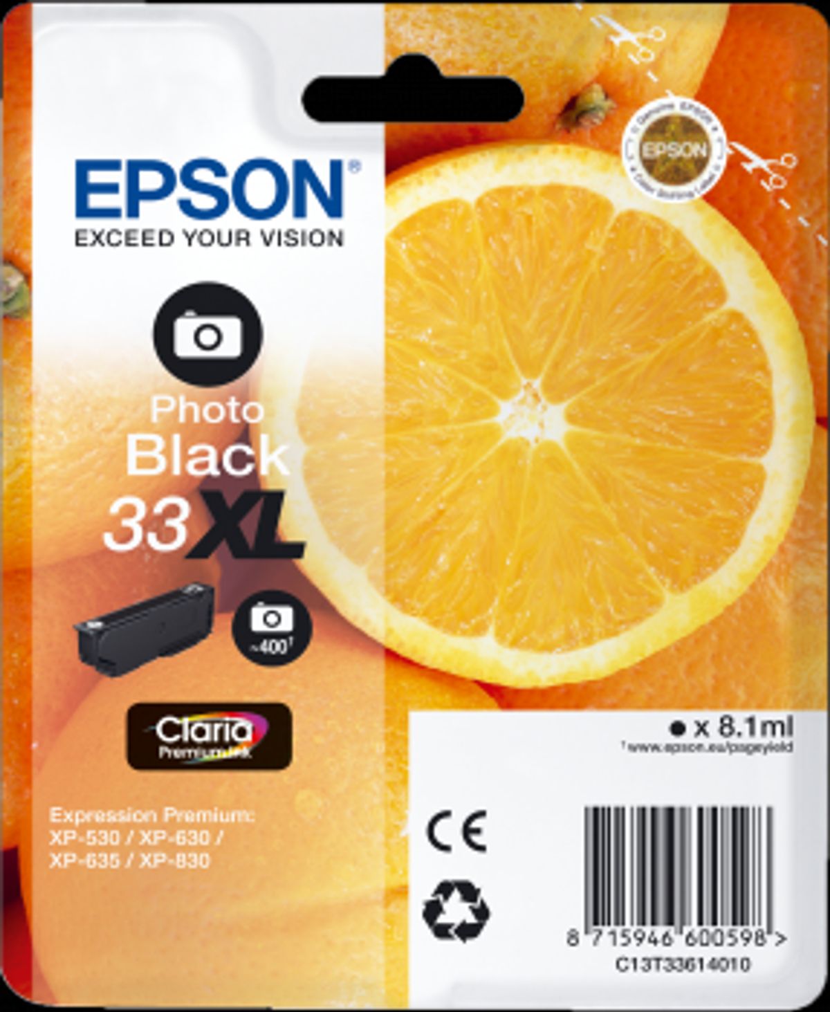 Foto Sort blækpatron - Epson 33XL - 8,9ml