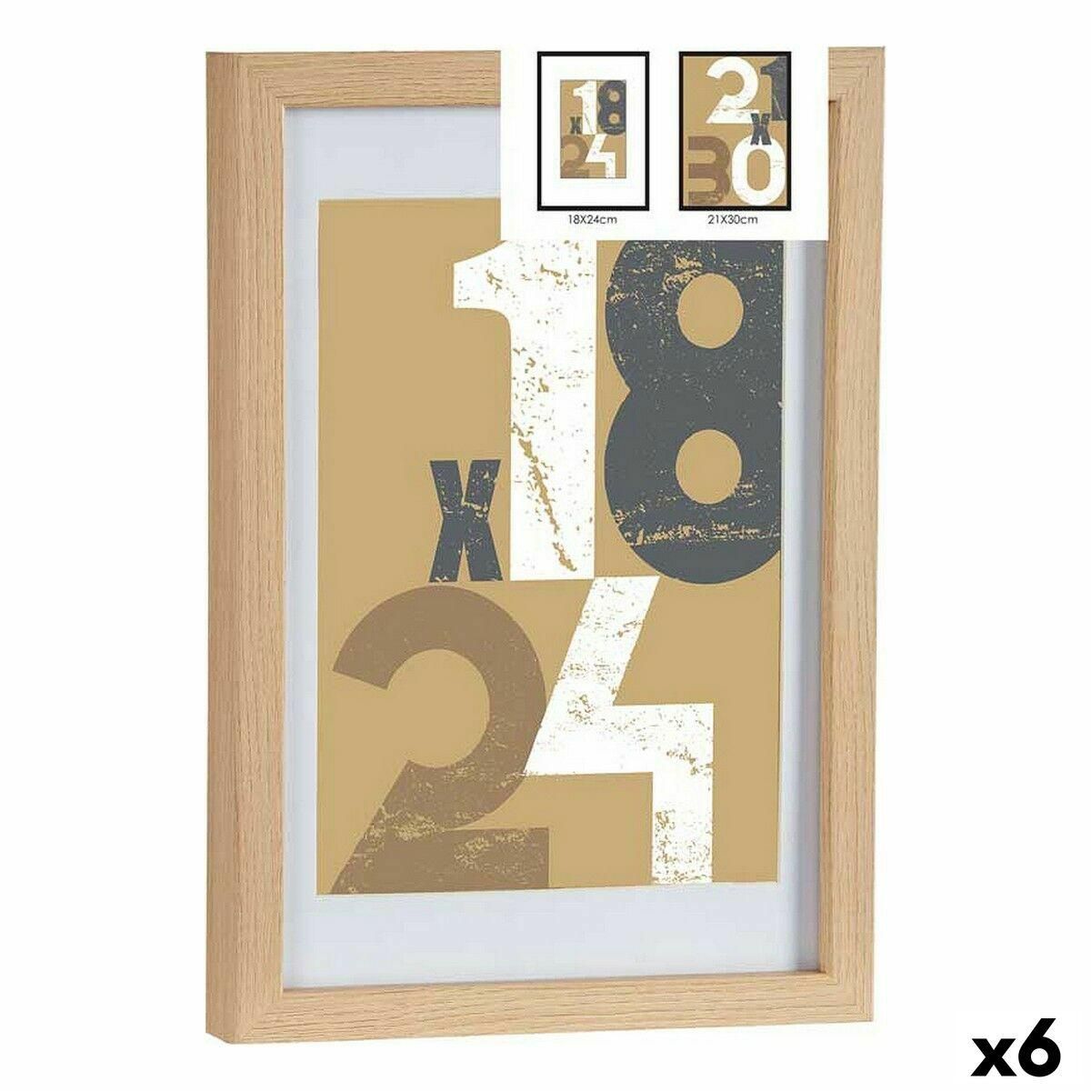 Fotoramme 24 x 2,5 x 32,5 cm Natur Glas Træ MDF (6 enheder)