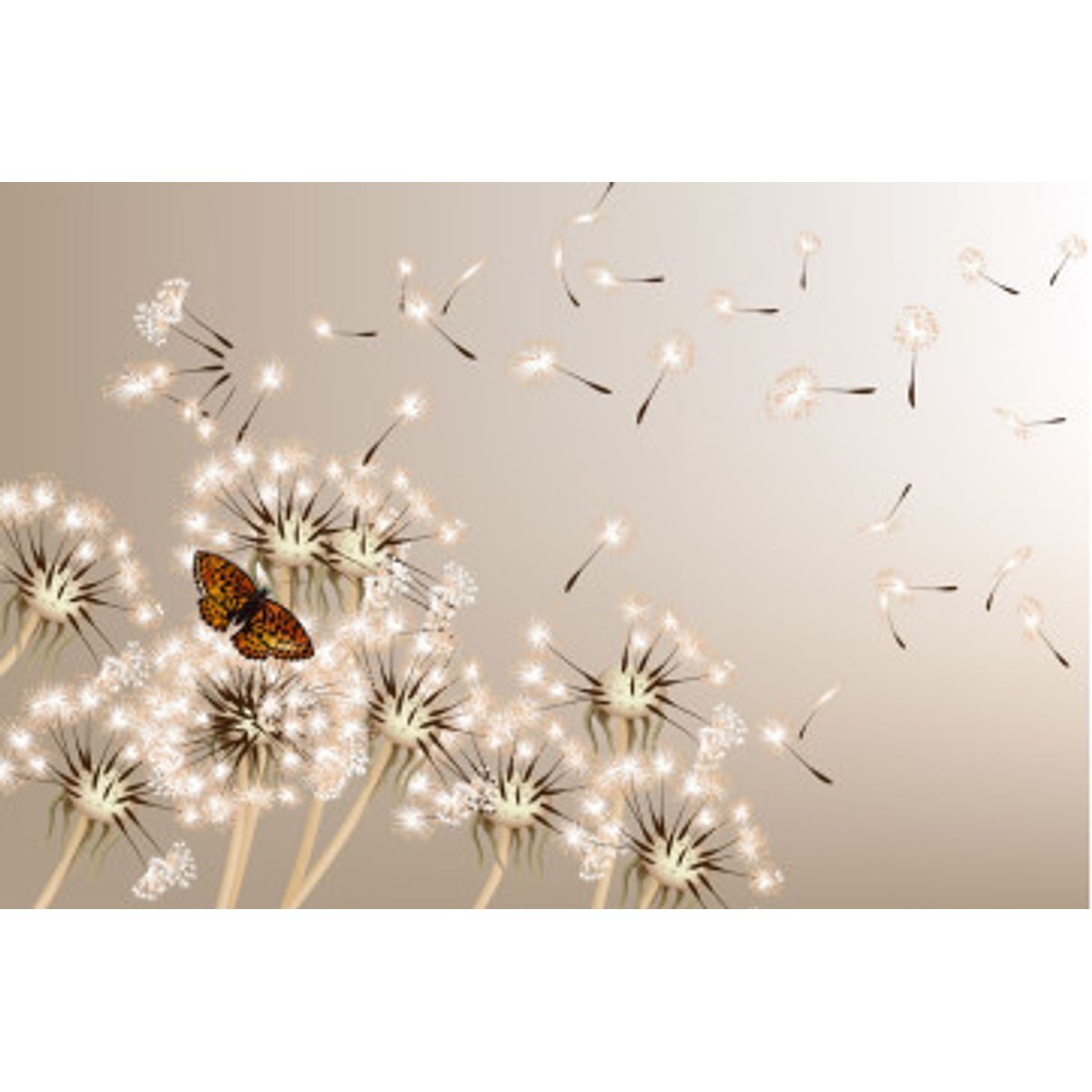 Fototapet - Dandelions And Butterfly