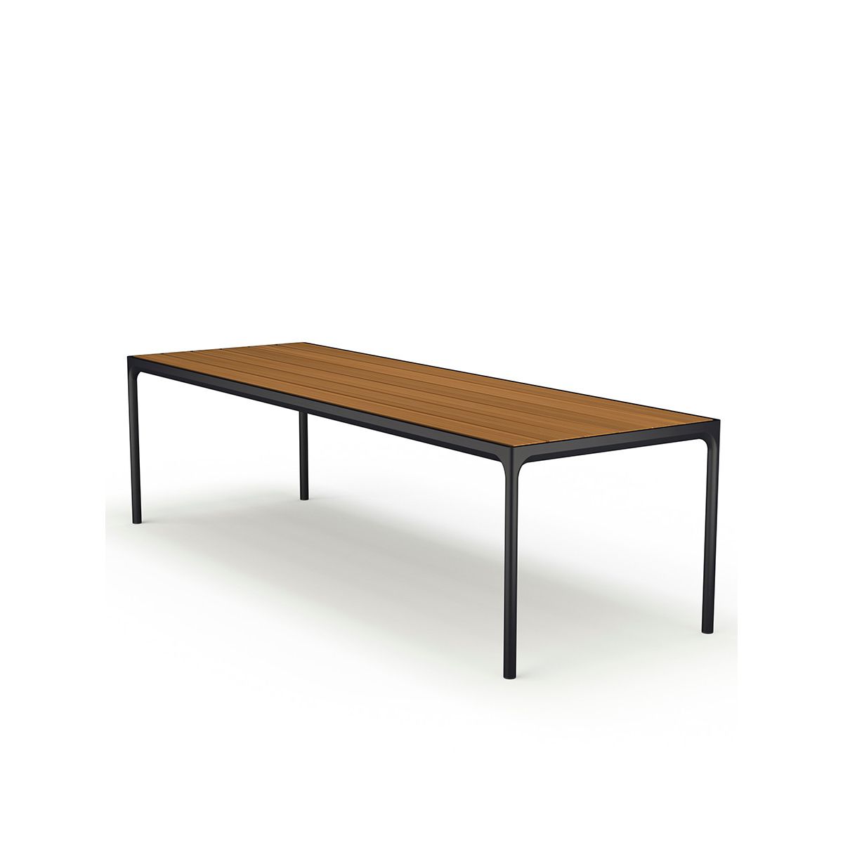 Four Table 270 x 90 cm fra Houe (Sort aluminium stel / bambus bordplade)