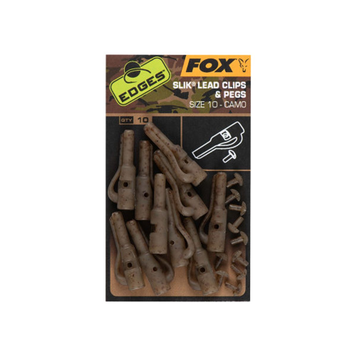 Fox Edges Slik Lead Clips & Pegs Size 10 Camo