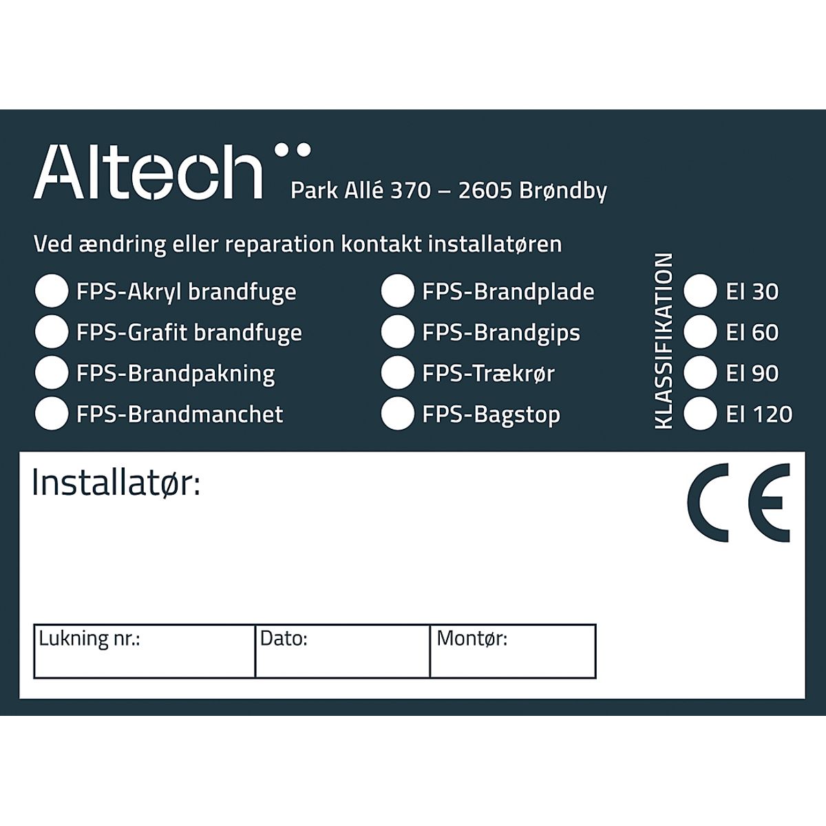 FPS Brandlabel 150x110mm. Ny version