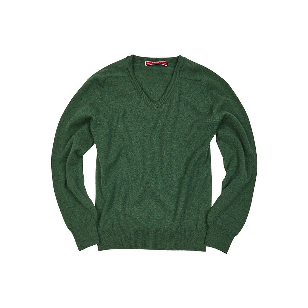 Franken & Cie Pullover V-hals, merinould, græsgrøn - 54 (XL)