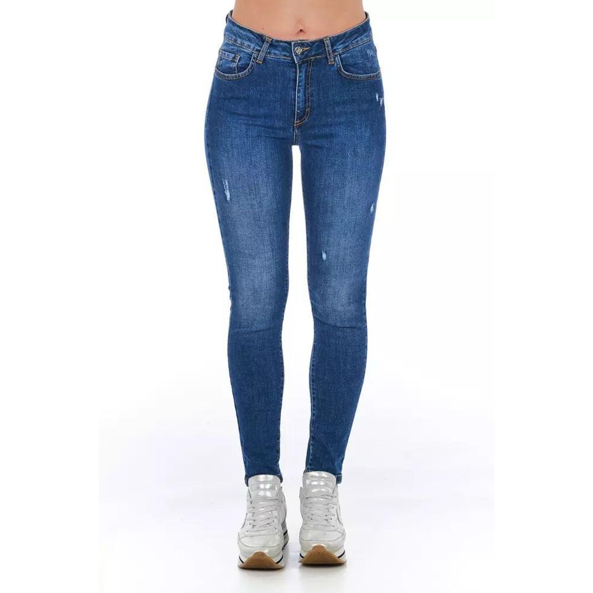 Frankie Morello Stylish Worn Wash Denim Jeans