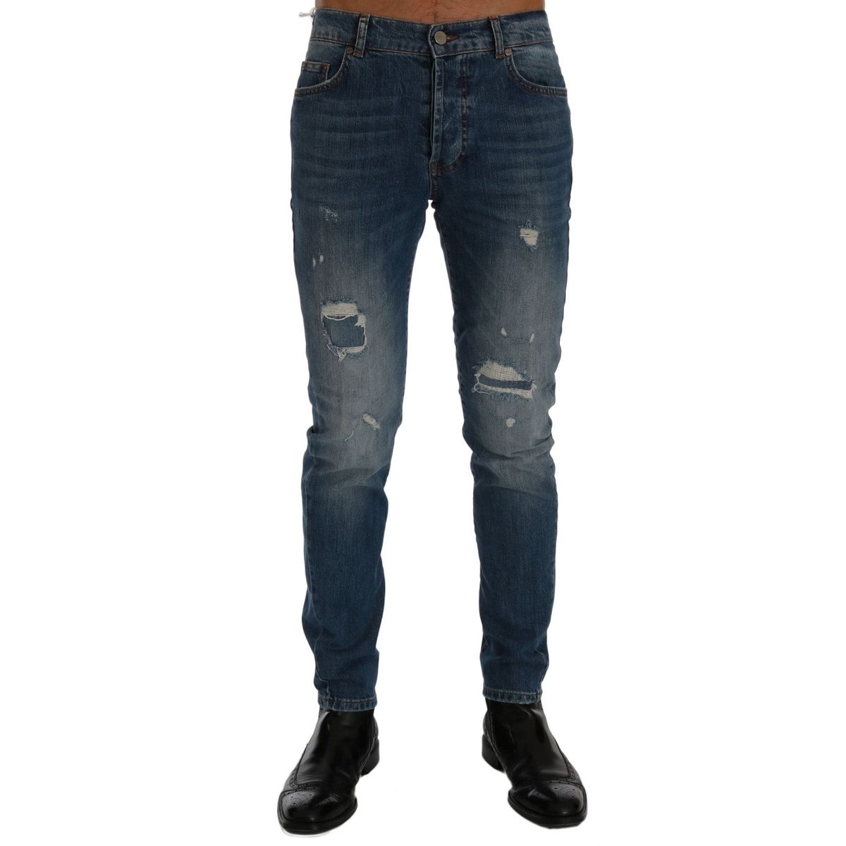 Frankie Morello Svelte Italian Denim - Slim Fit Blue Jeans