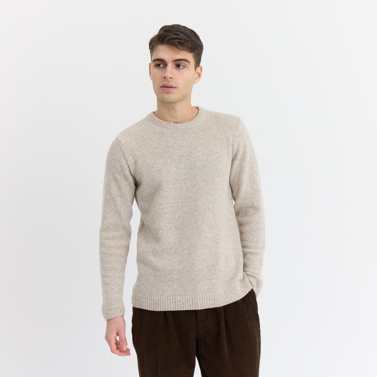 Franz O-neck Wool Knit - Dark Sand - L