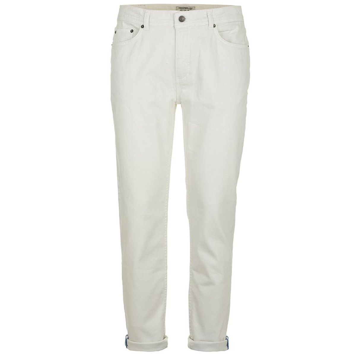 Fred Mello Elegant White Denim Trousers for Herre