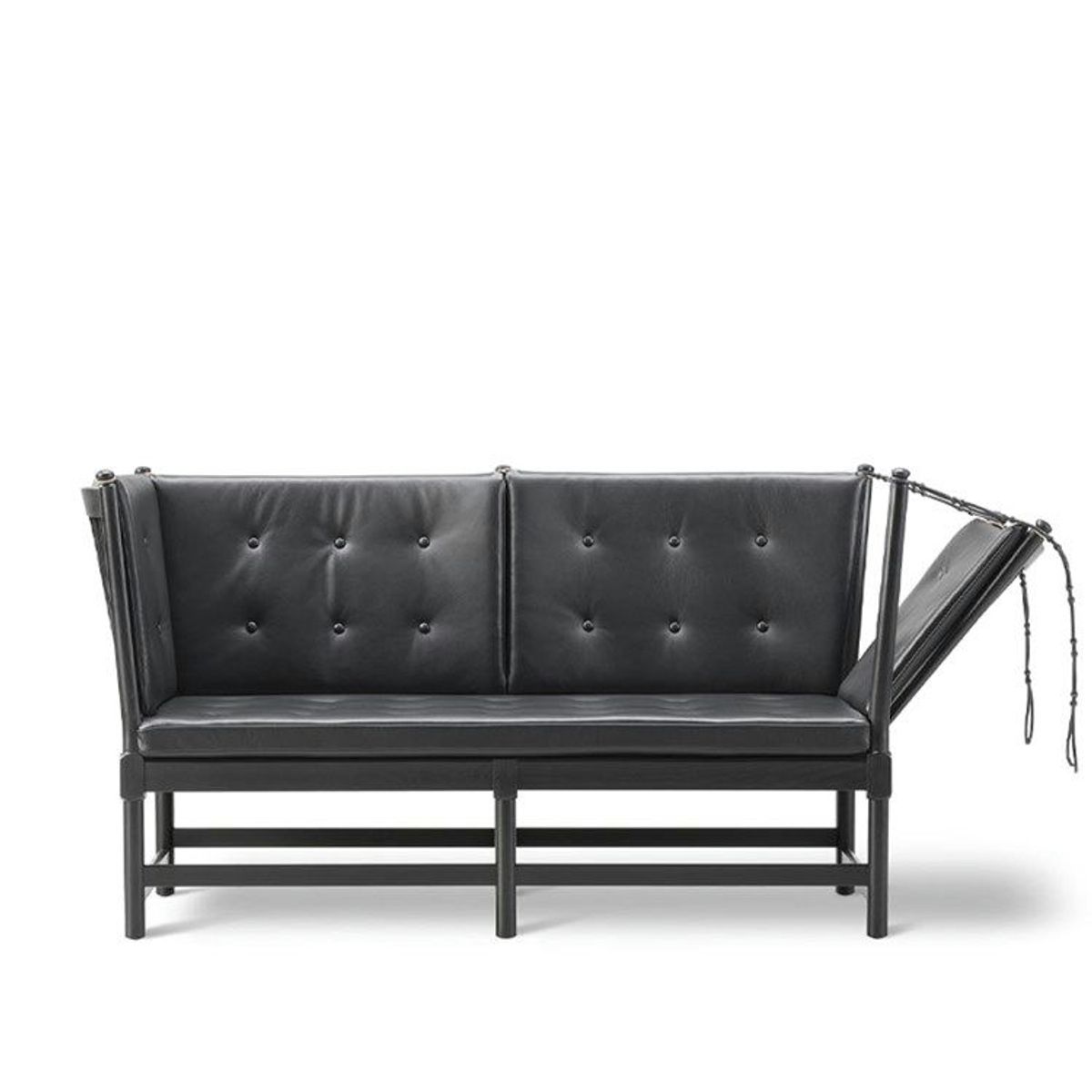 Fredericia Furniture Børge Mogensen Tremmesofa Leather Omni 301 Black & Oak Black Lacquer