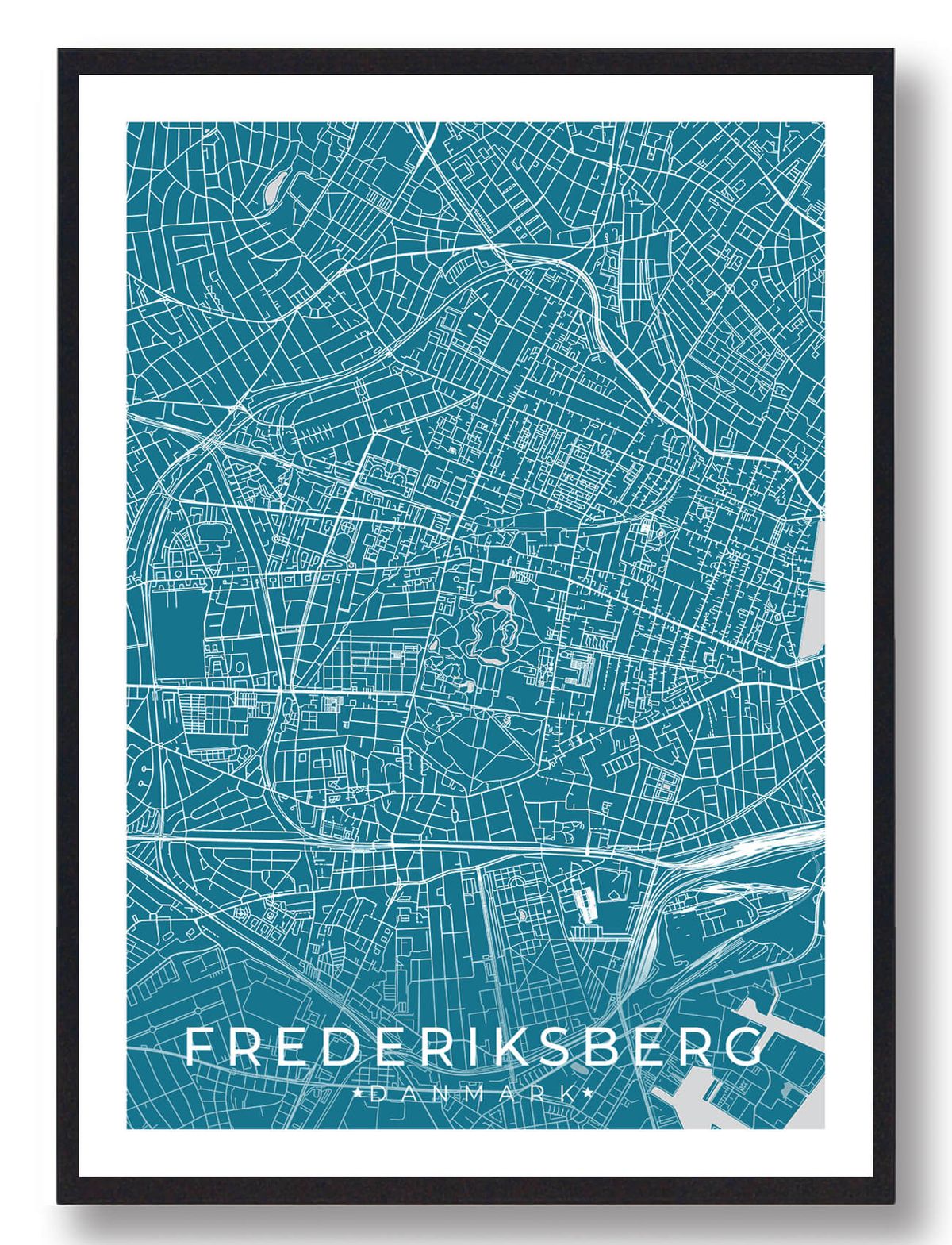 Frederiksberg by plakat - blå (Størrelse: L - 50x70cm (B2))