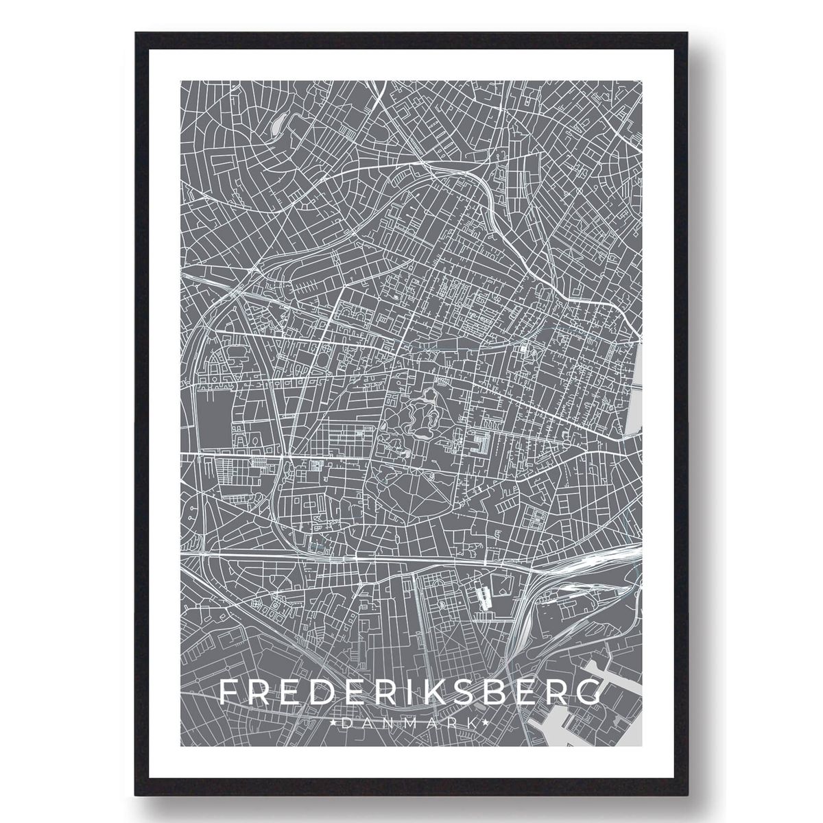 Frederiksberg by plakat - grå (Størrelse: M - 30x40cm)