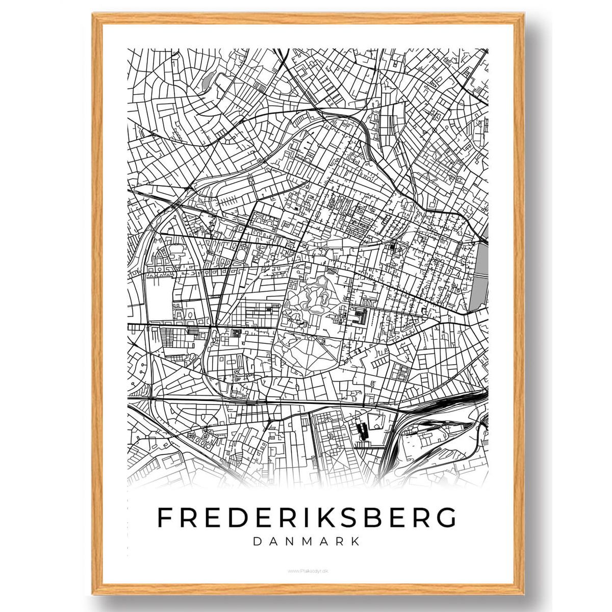 Frederiksberg by plakat - hvid (Størrelse: S - 21x29,7cm (A4))