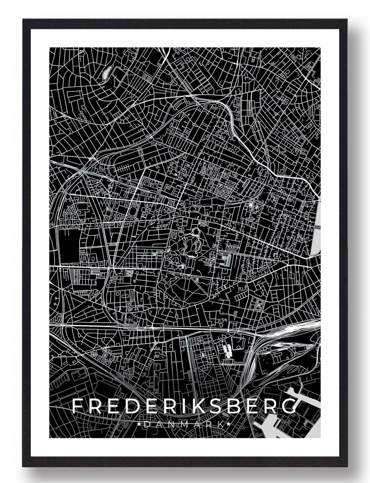 Frederiksberg by plakat - sort (Størrelse: L - 50x70cm (B2))