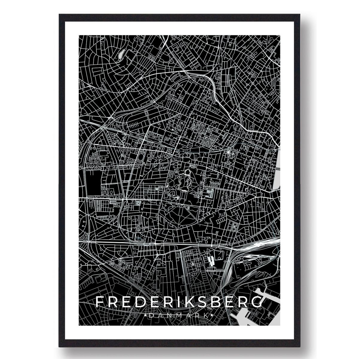 Frederiksberg by plakat - sort (Størrelse: M - 30x40cm)