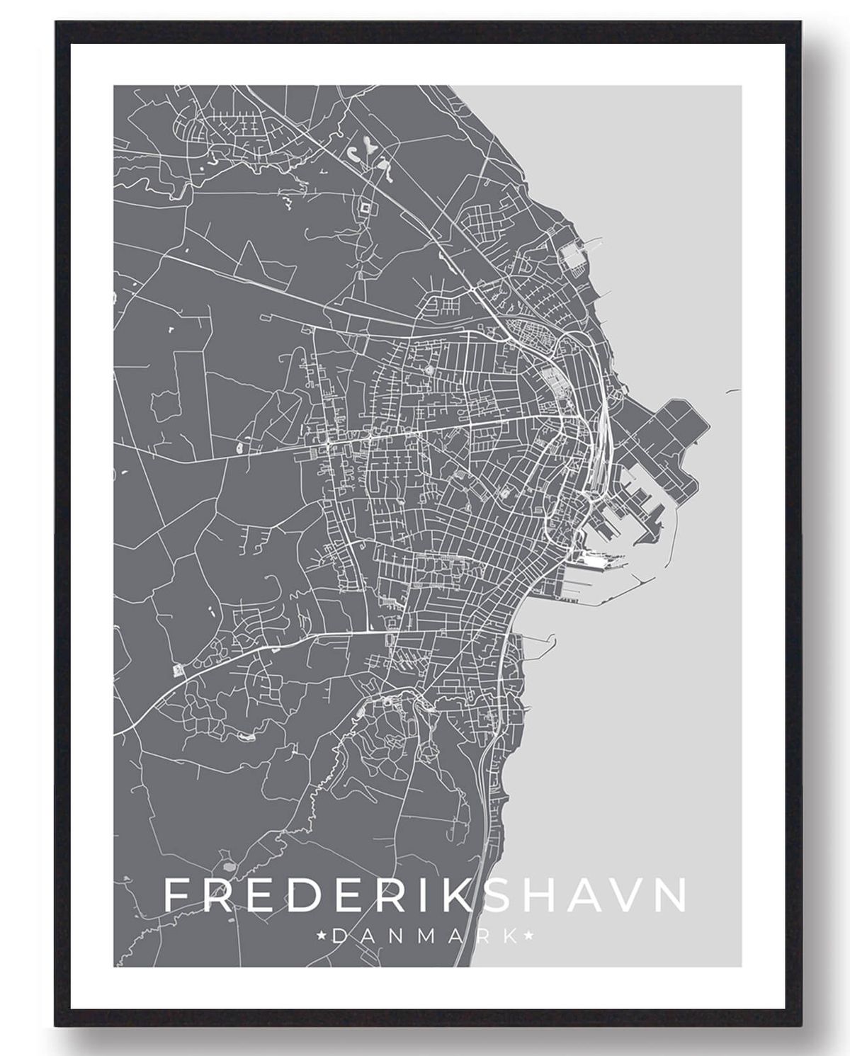 Frederikshavn by plakat - grå (Størrelse: S - 21x29,7cm (A4))