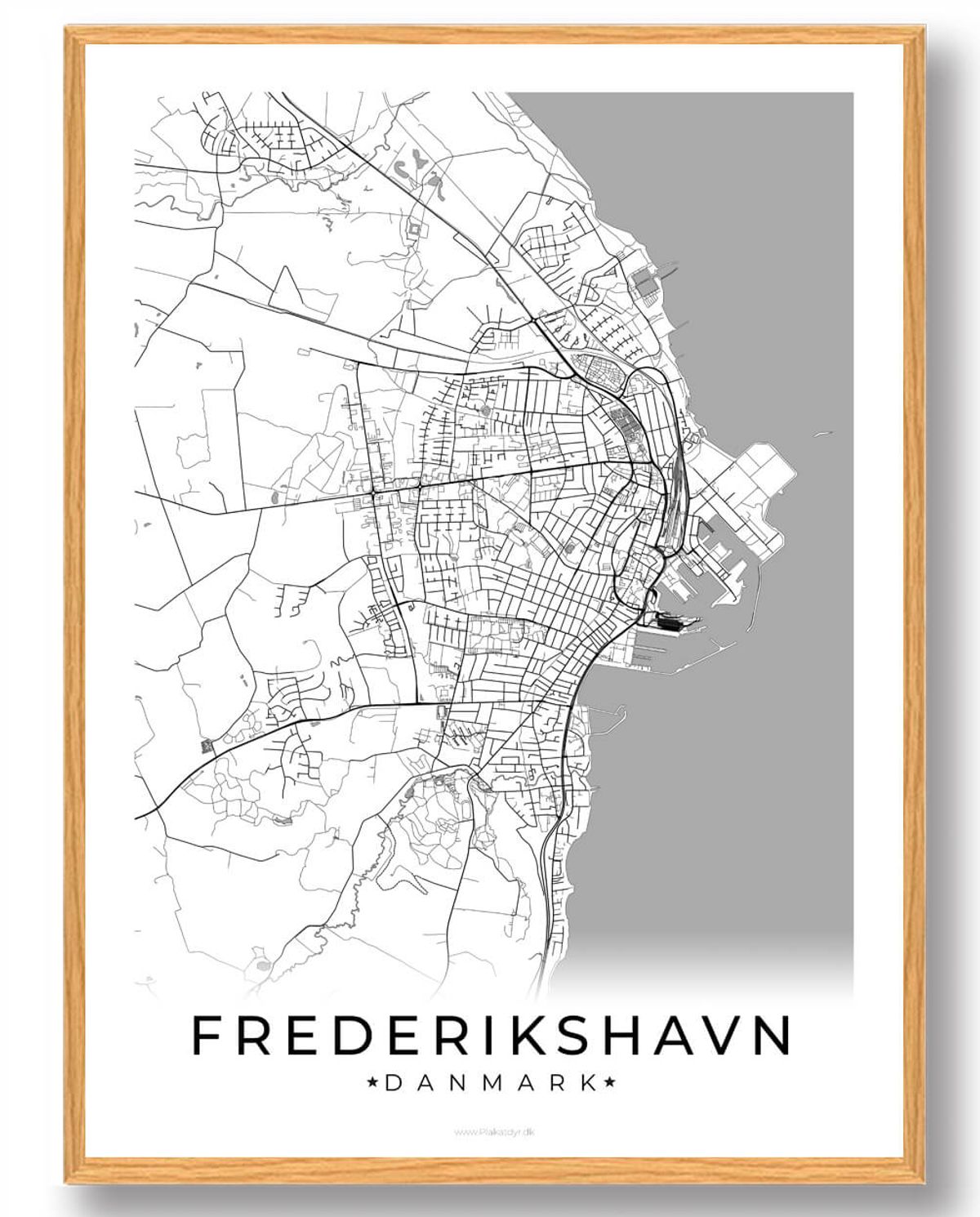 Frederikshavn by plakat - hvid (Størrelse: M - 30x40cm)