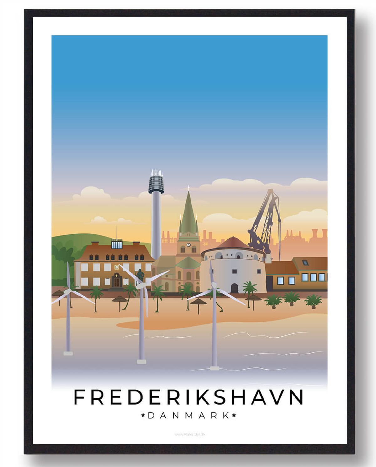 Frederikshavn plakat med hvid kant (RESTPARTI) (Størrelse: M - 30x40cm)