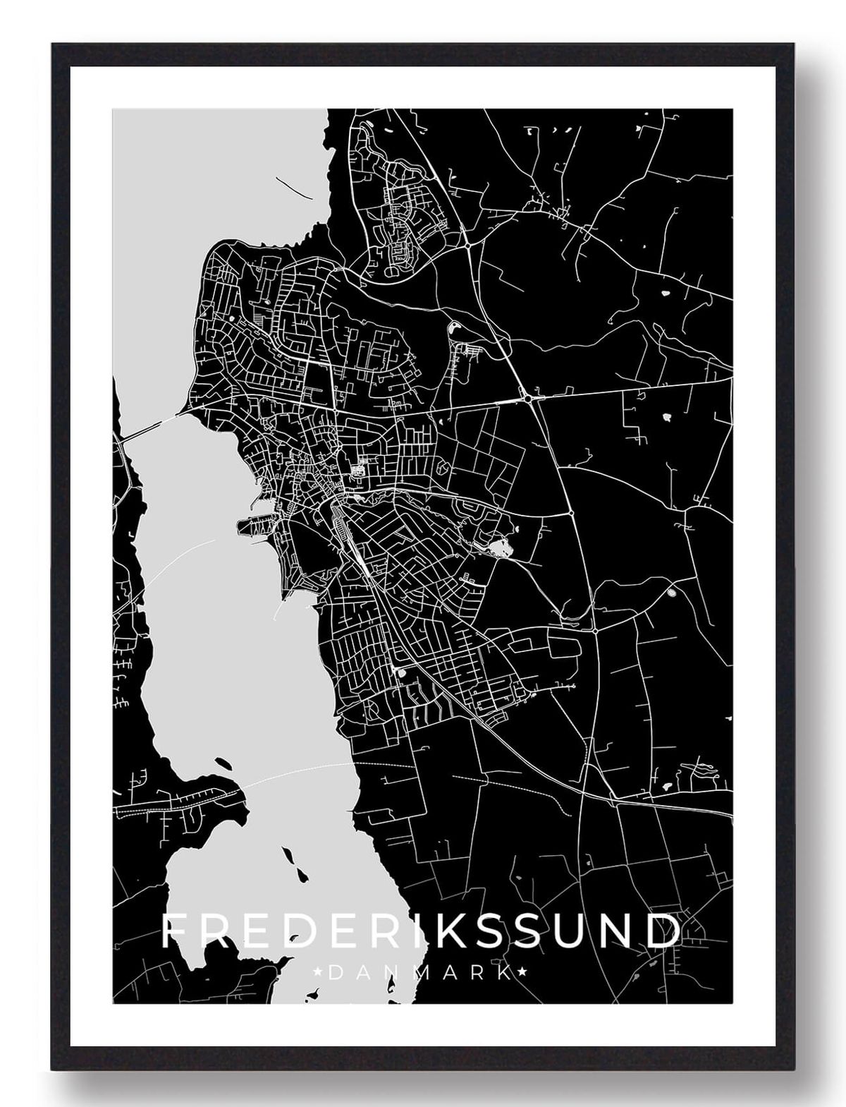 Frederikssund by plakat - sort (Størrelse: L - 50x70cm (B2))