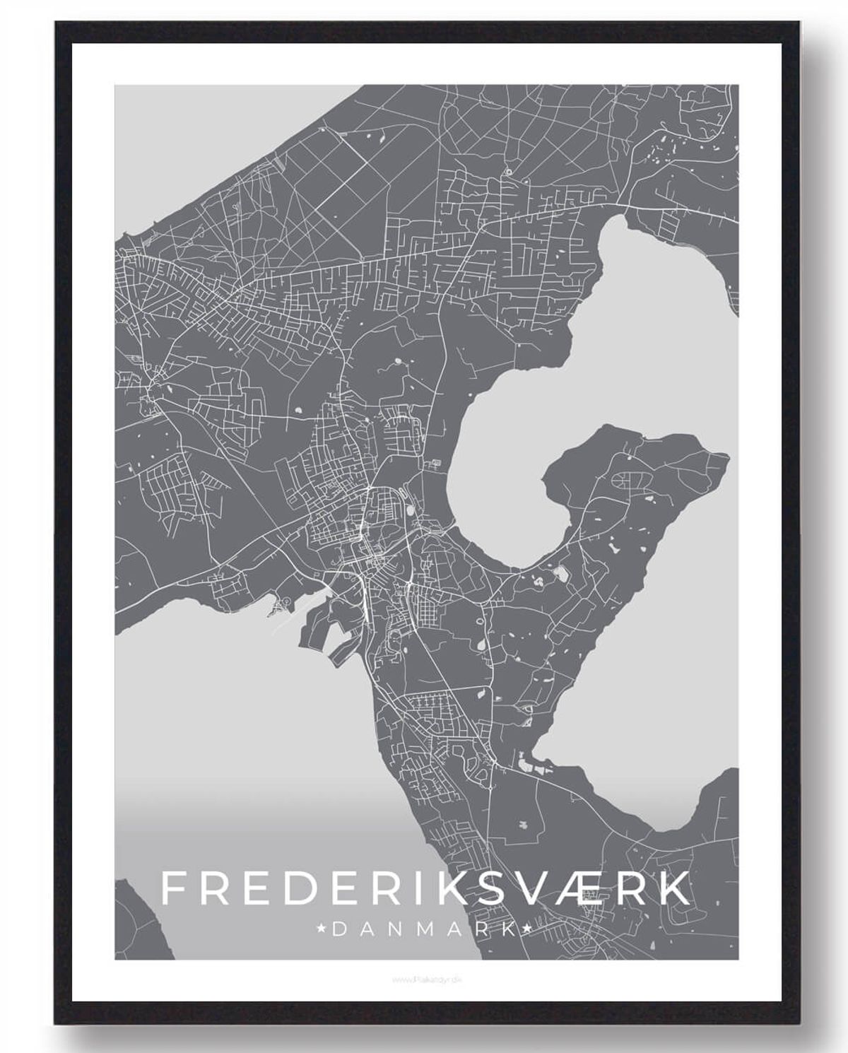 Frederiksværk by plakat - grå (Størrelse: L - 50x70cm (B2))