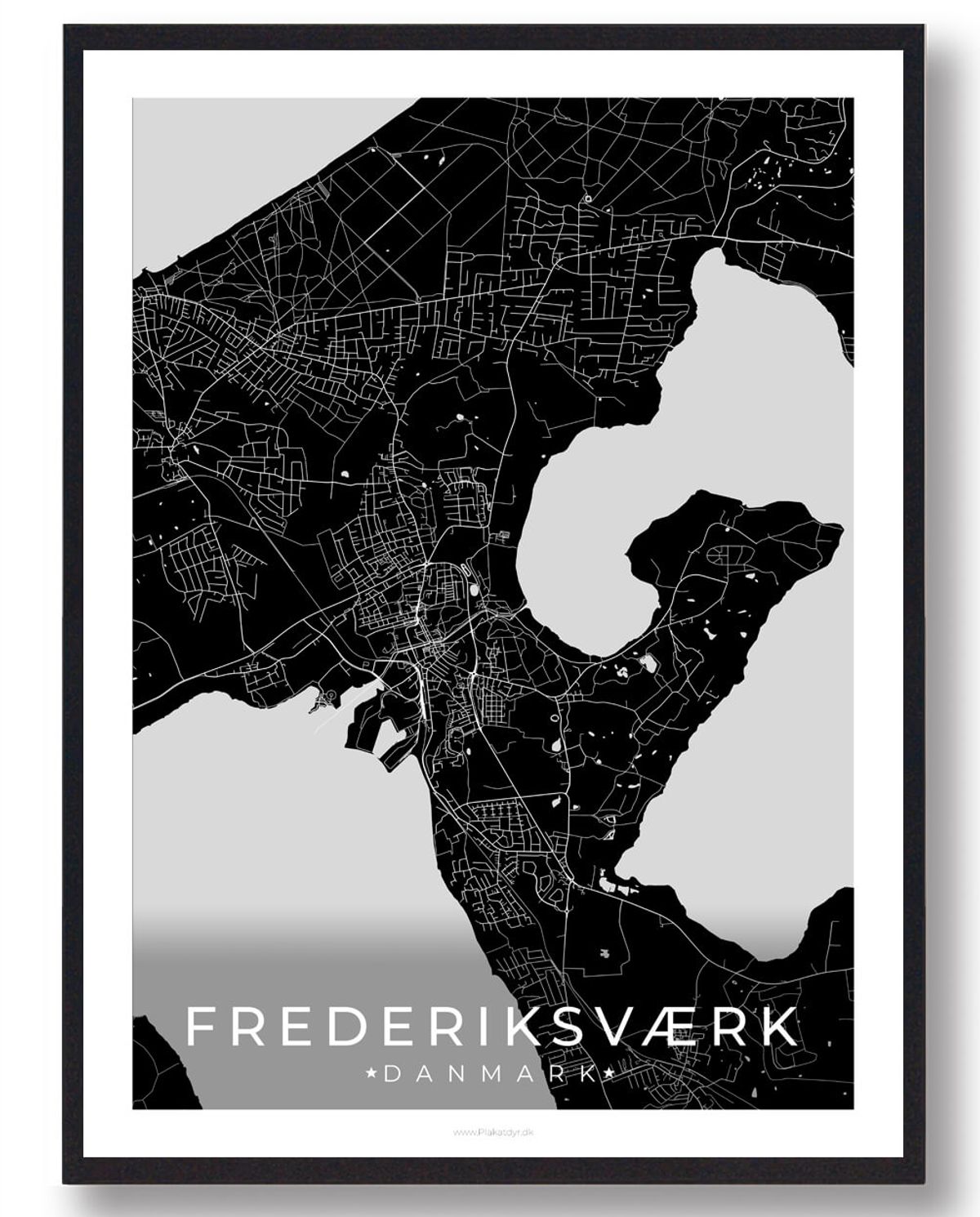 Frederiksværk by plakat - sort (Størrelse: L - 50x70cm (B2))