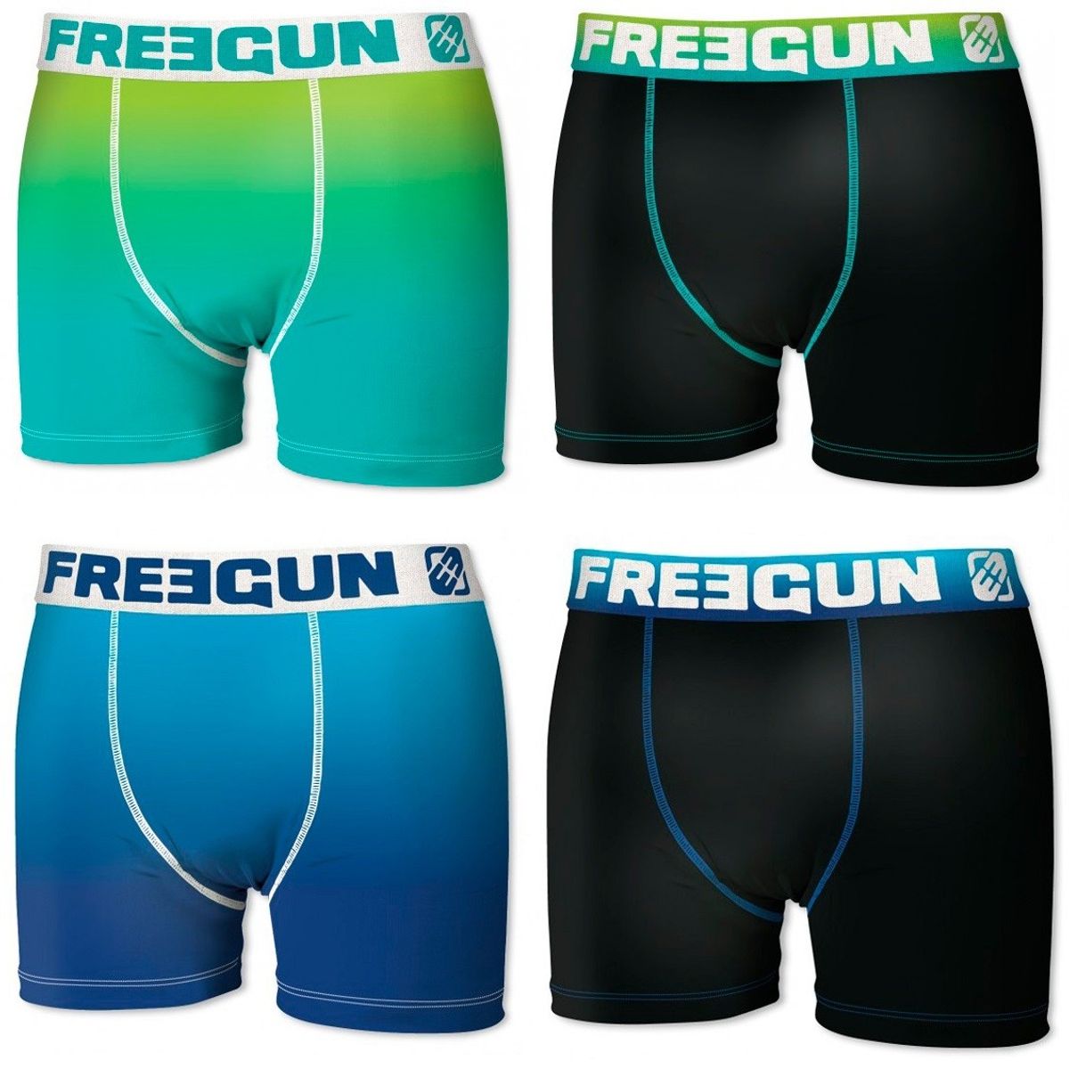 Freegun Boxershorts i Microfiber - Blå/Tyrkis Fade