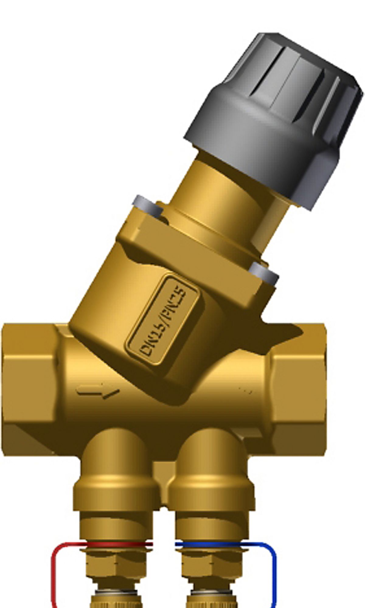 Frese Optima Compact reguleringsventil DN15, high. M/M. 100-575 L/h. Slaglængde 2,5 mm, med trykudtag