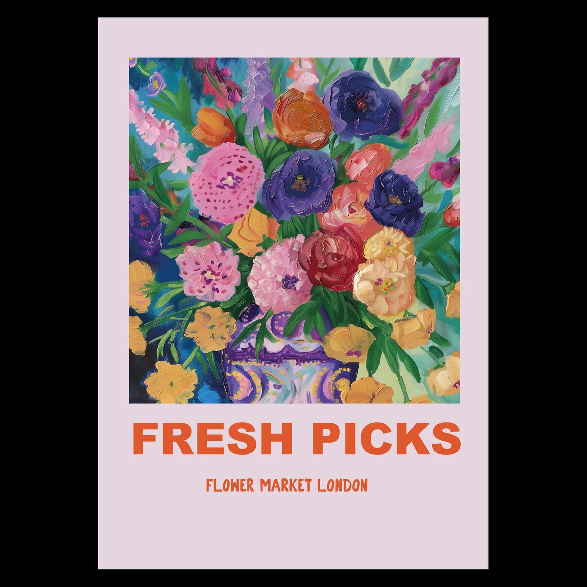 Fresh Picks - London Plakat 50x70 cm (B2) / Sort egetræ