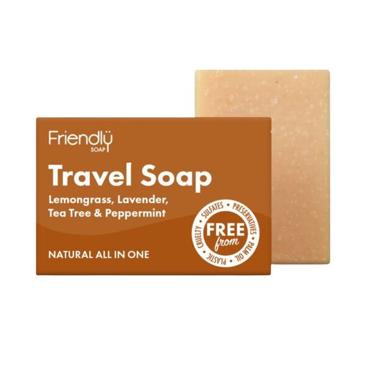 Friendly Soap - Friendly Travel Soap - Lavendel, Citrongræs, Mint & Tetræ - 95g