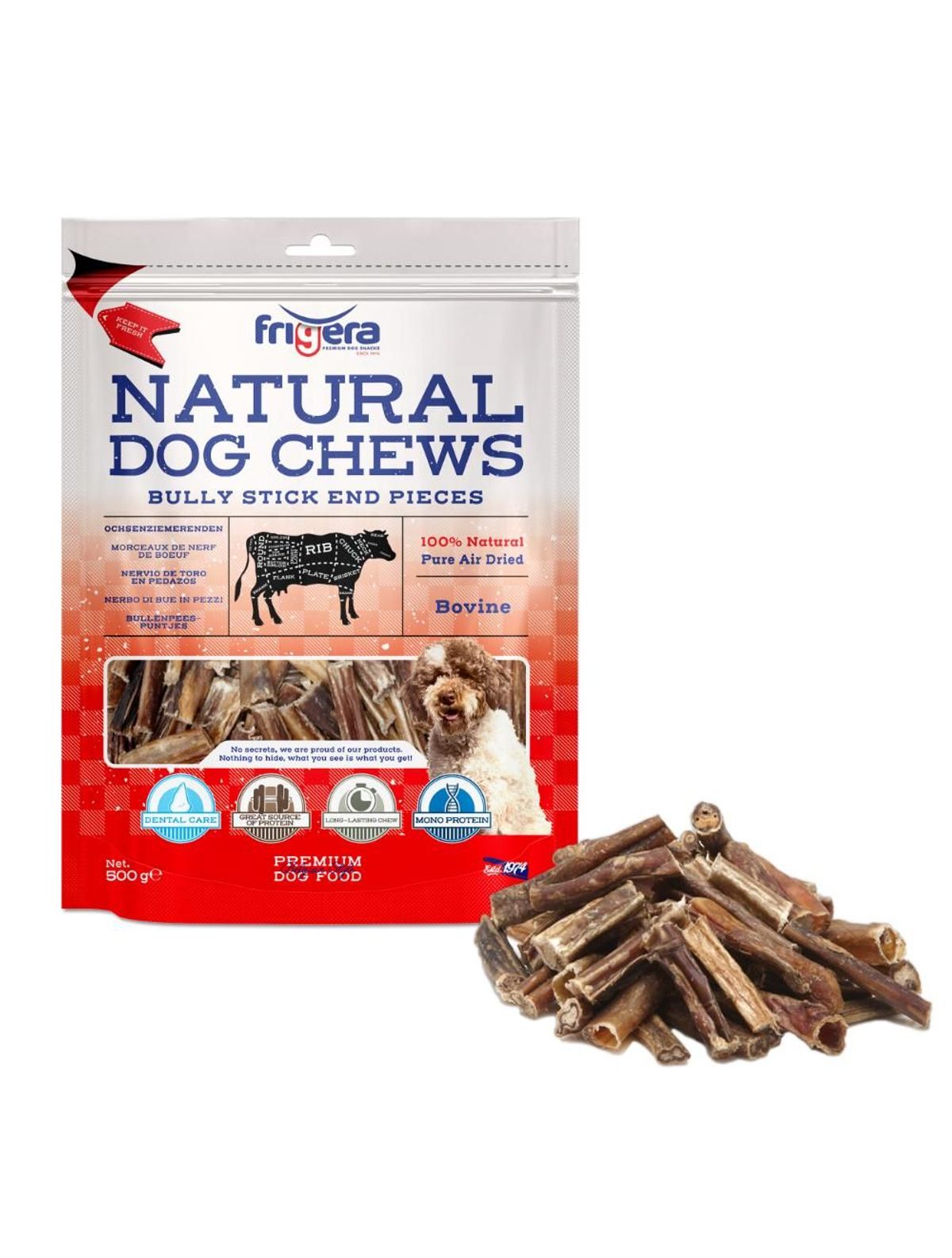 Frigera Natural Dog Chews Tyrepinde endestykker 500 g