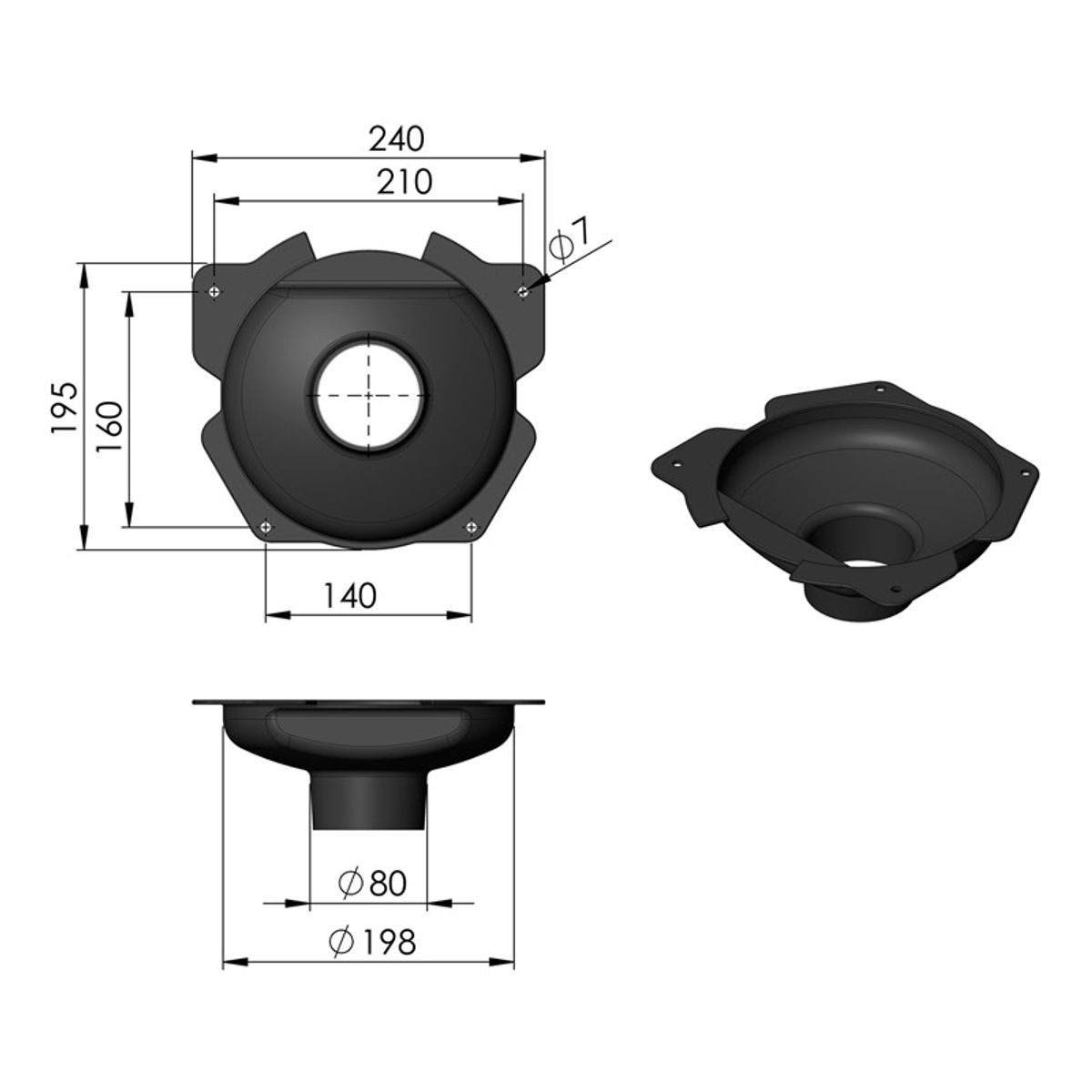 Friskluftsstuds Ø80 Plast TT20/TT21/TT23