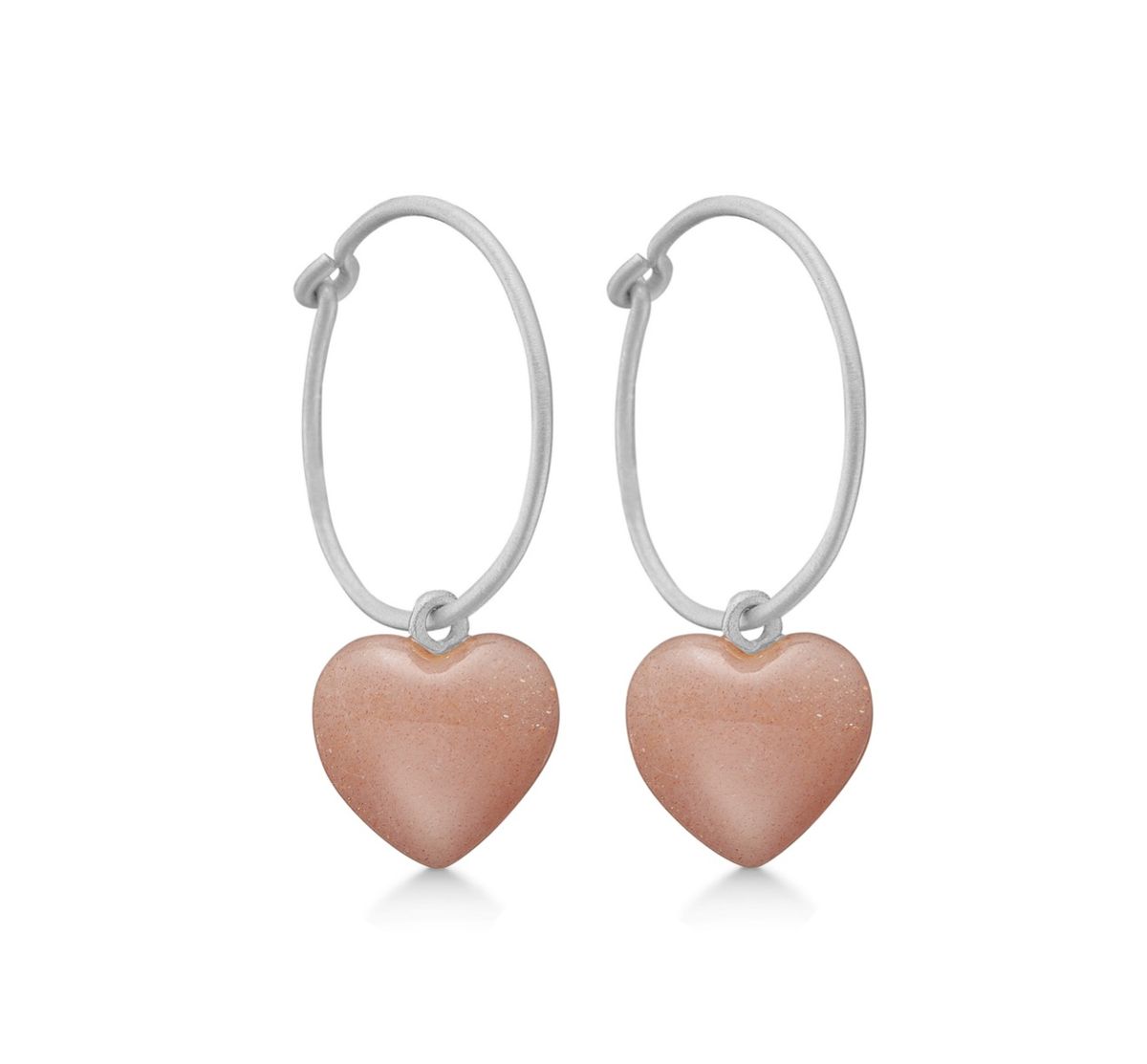 Frk Lisberg Stone Heart Øreringe i Sterling Sølv med Peach Moonstone