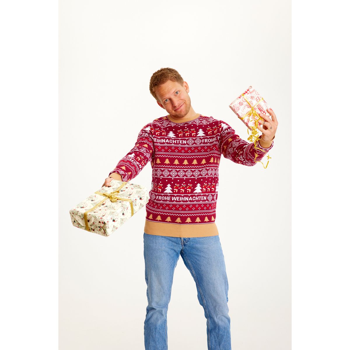 Frohe Weihnachten Sweater Bordeaux - herre / mænd.