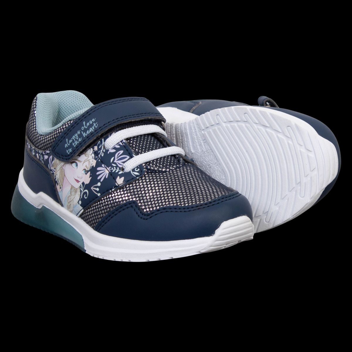 Frozen Blinklys Pige Sneakers - Navy/Turkisblå - 24