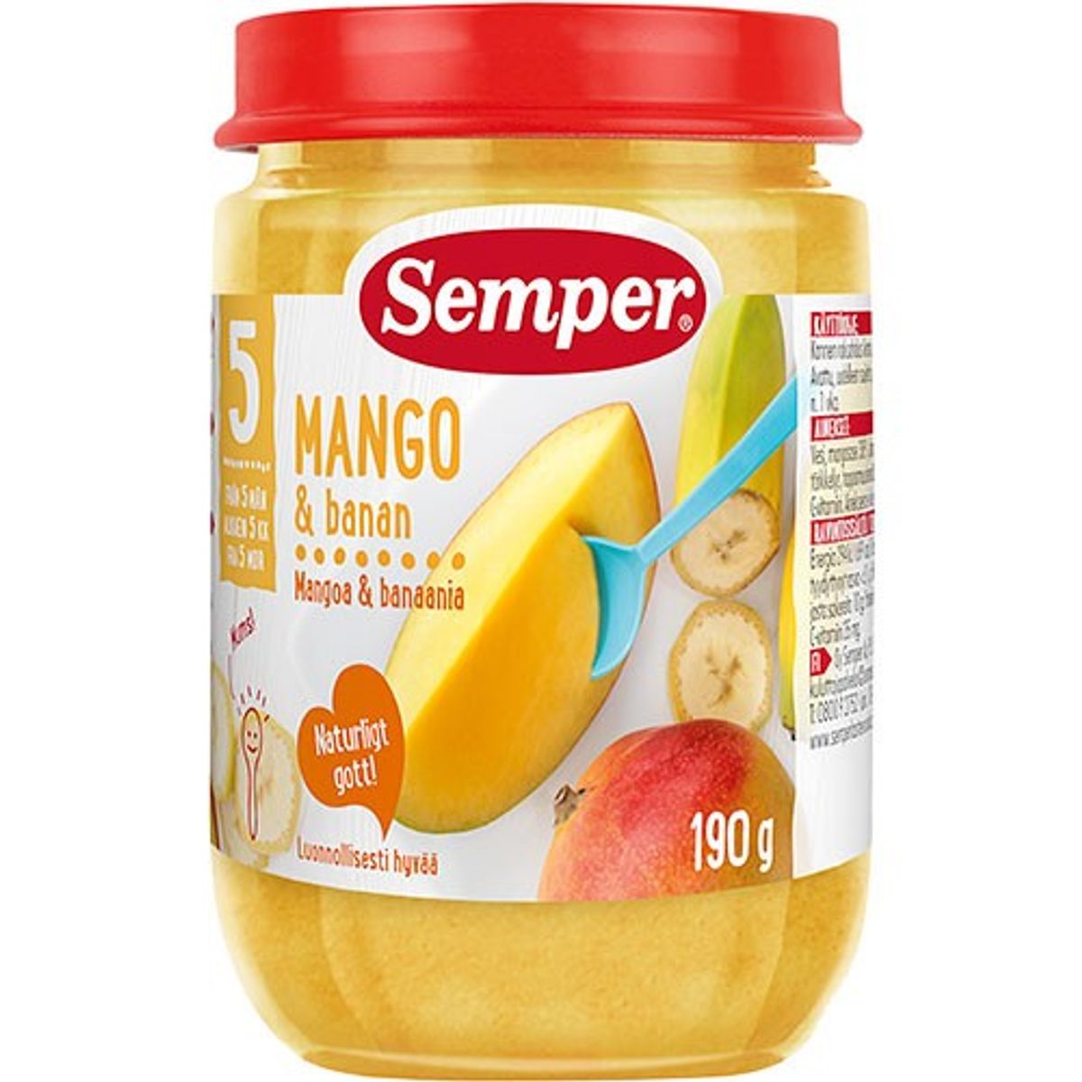 Frugtpure med mango & banan fra 5 mdr. - 190 gram