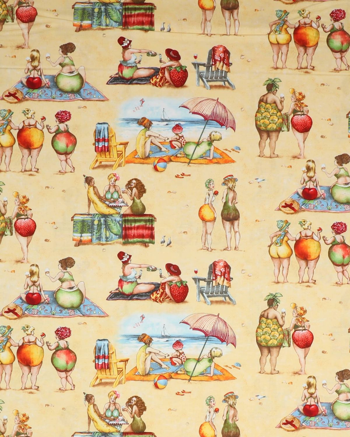 Fruit ladies ved stranden - Patchwork - 100% Bomuld