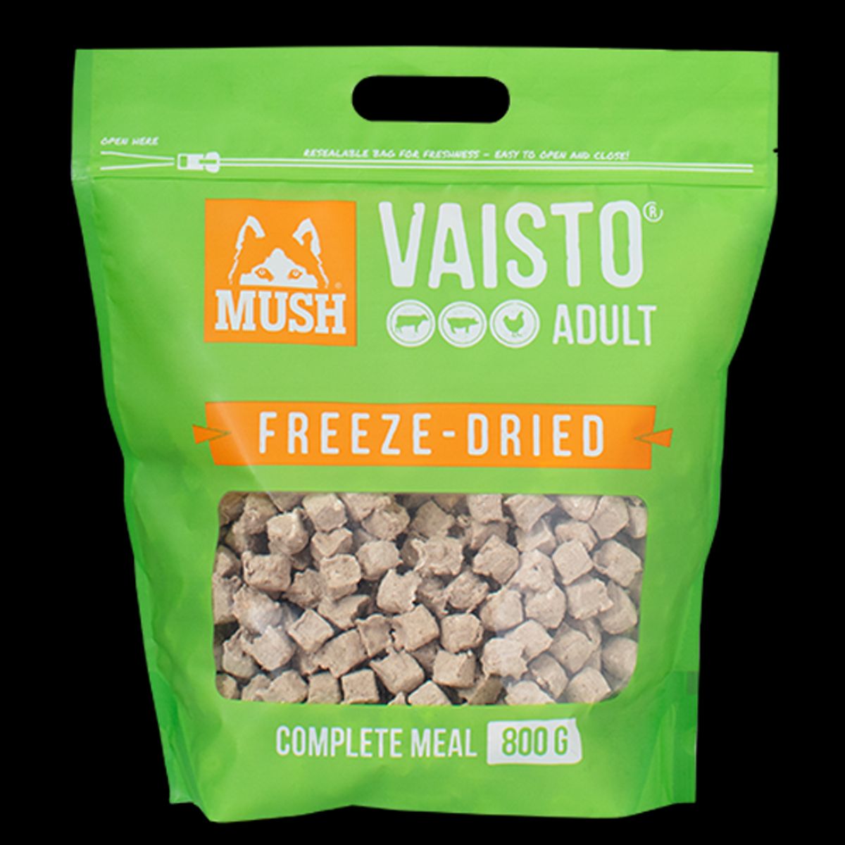 Frysetørret mush hundefoder Grøn 800 g