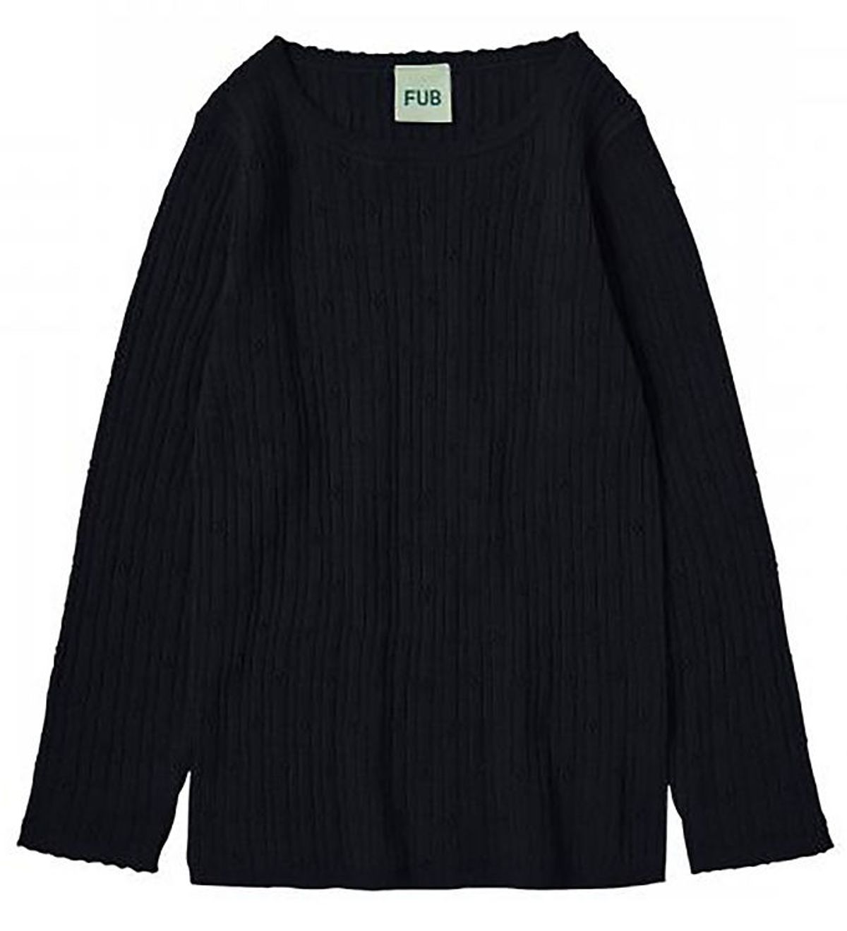 FUB Bluse - Uld - Dark Navy m. Hulmønster