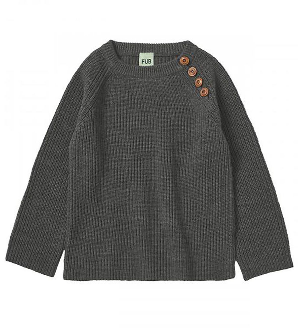 FUB Bluse - Uld - Rib Sweater - Grey Melange