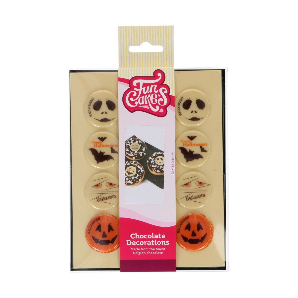 FunCakes Chokoladedekorationer Halloween - Ø 3,8cm, 12 stk.