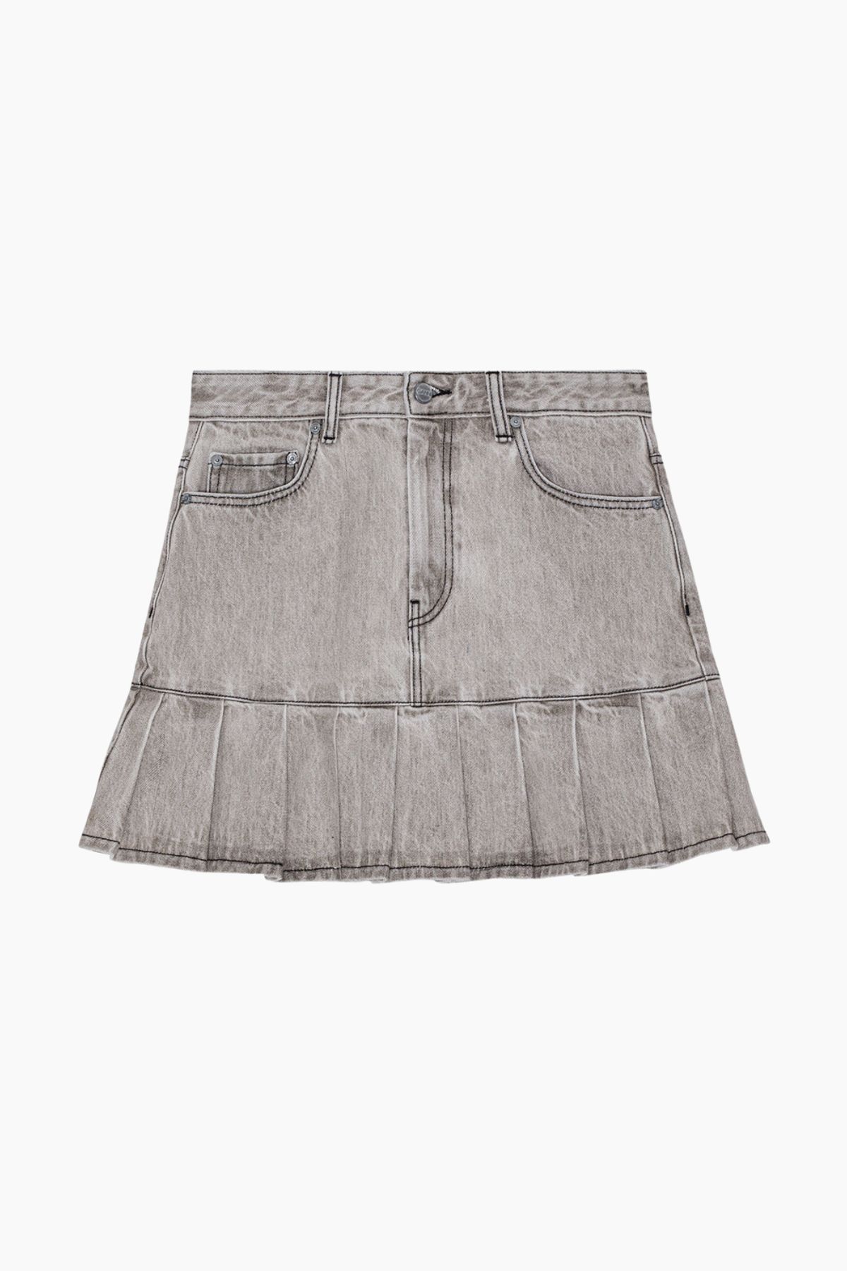 Future Denim Pleated Mini Skirt J1550 - Gray Quill - GANNI - Grå L