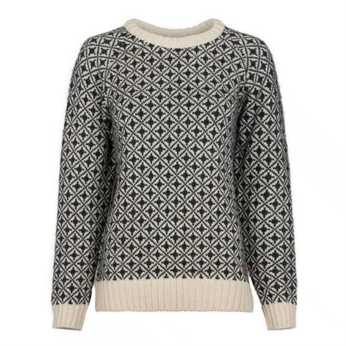 Fuza Wool Ladies Alma Sweater Round Neck, Coal