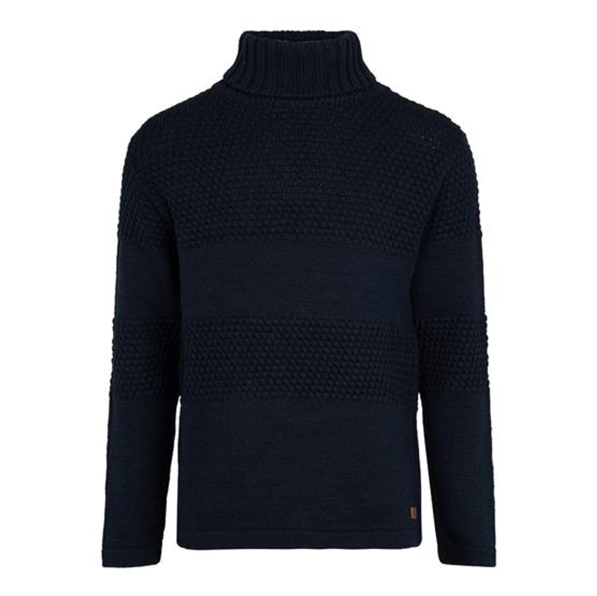 Fuza Wool Mens Nyhavn Sweater High Neck, Navy Melange