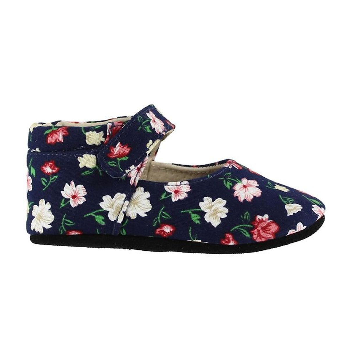 Fuzzies Ballerina Hjemmesko - Flora - Navy m. Blomster