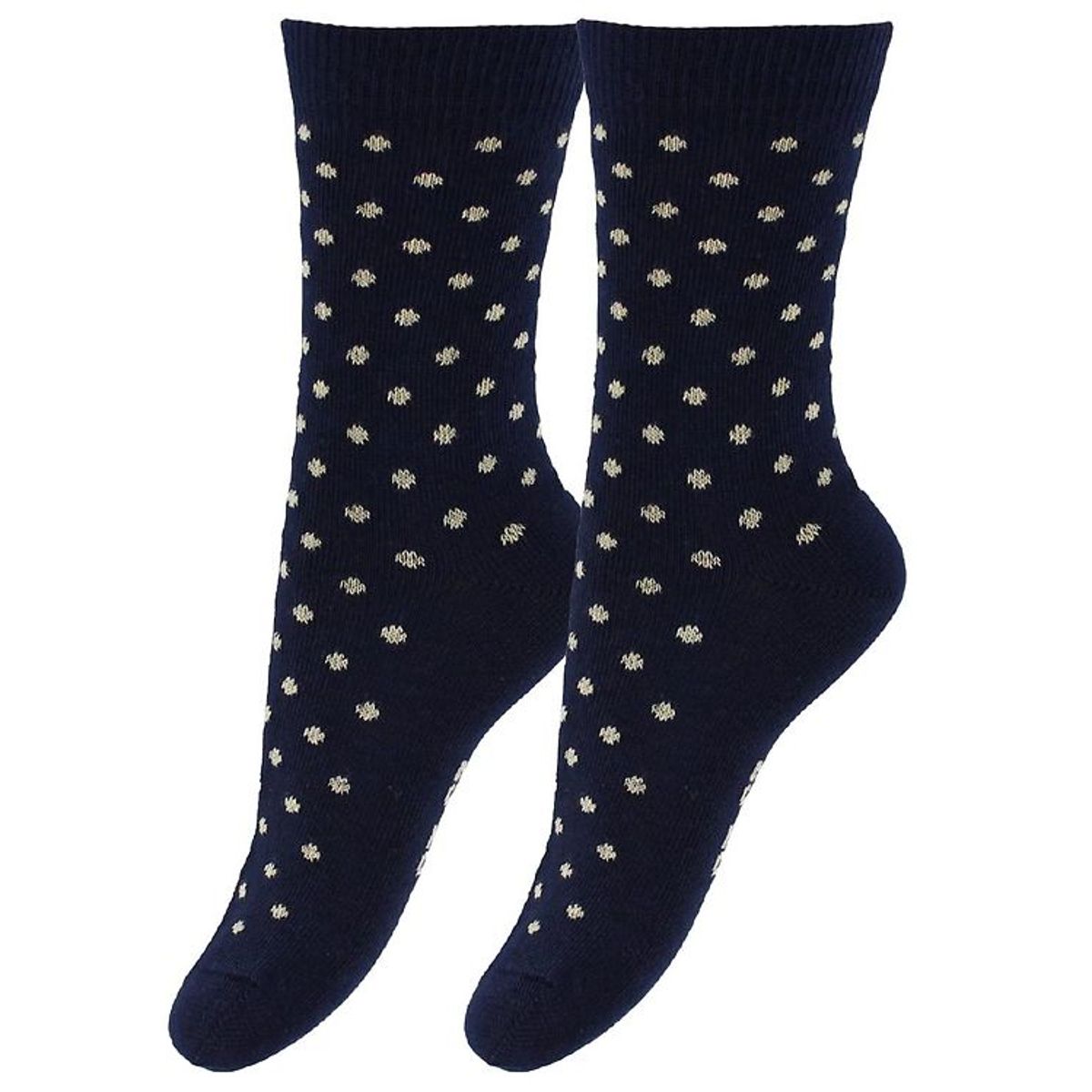 Fuzzies Strømper - 2-Pak - Navy m. Beige Prikker