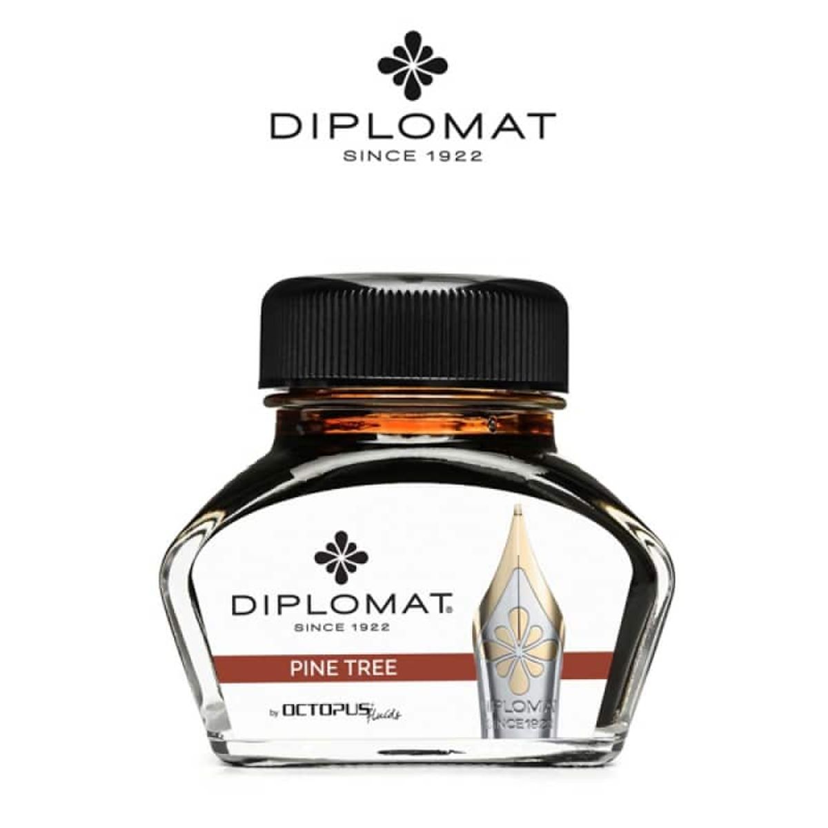 Fyldepen blæk brun 30 ml DIPLOMAT.