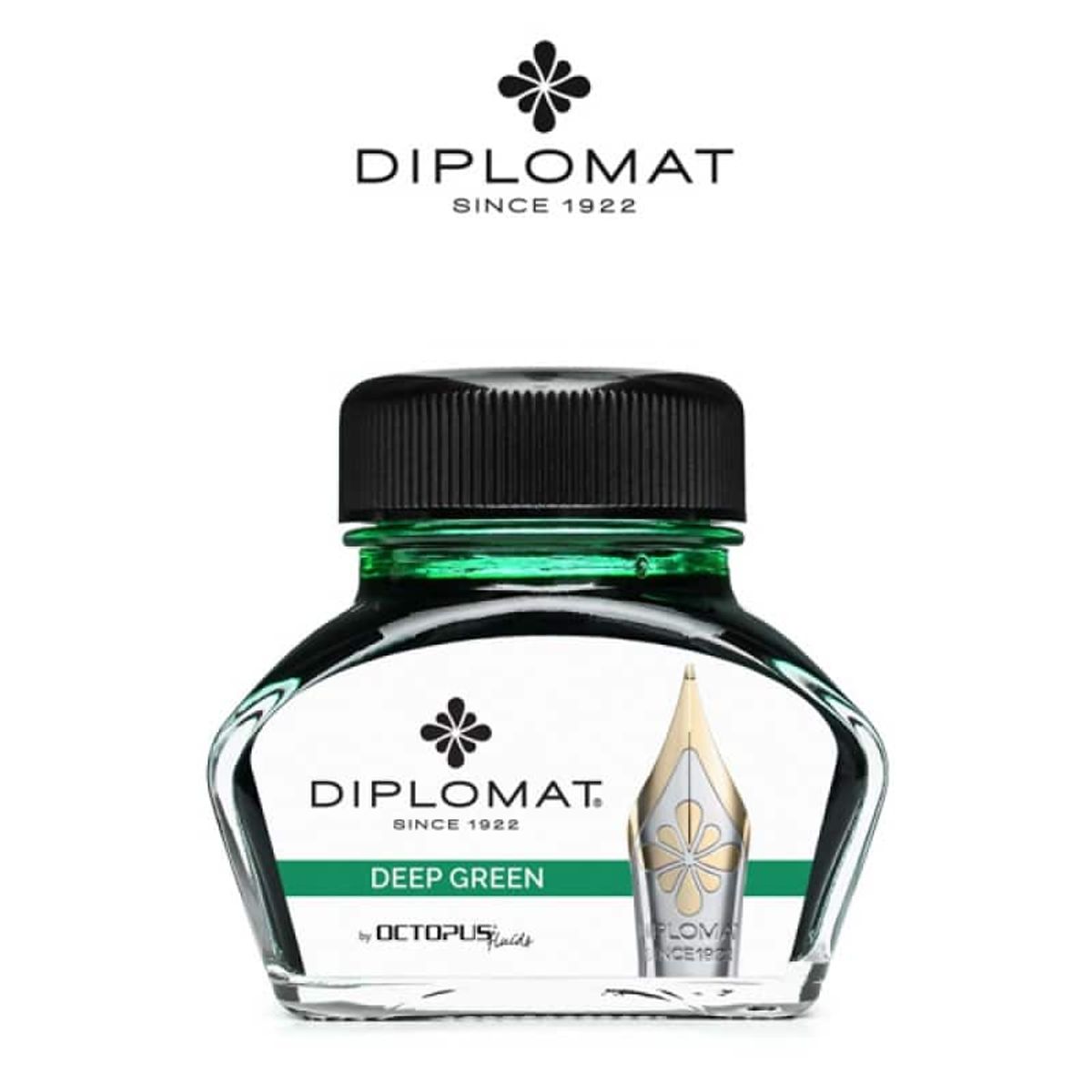 Fyldepen blæk mørkegrøn 30 ml Diplomat.